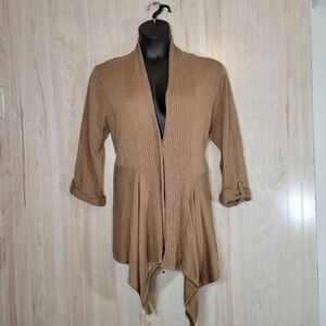 Coldwater Creek Tan Slouchy Open-Front Cardigan Sz 14-16